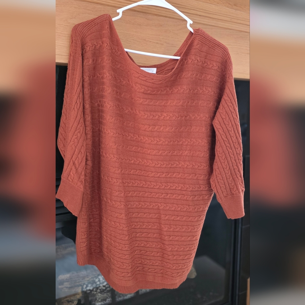 Market & Spruce Terracotta Cable Knit Sweater Sizw Large